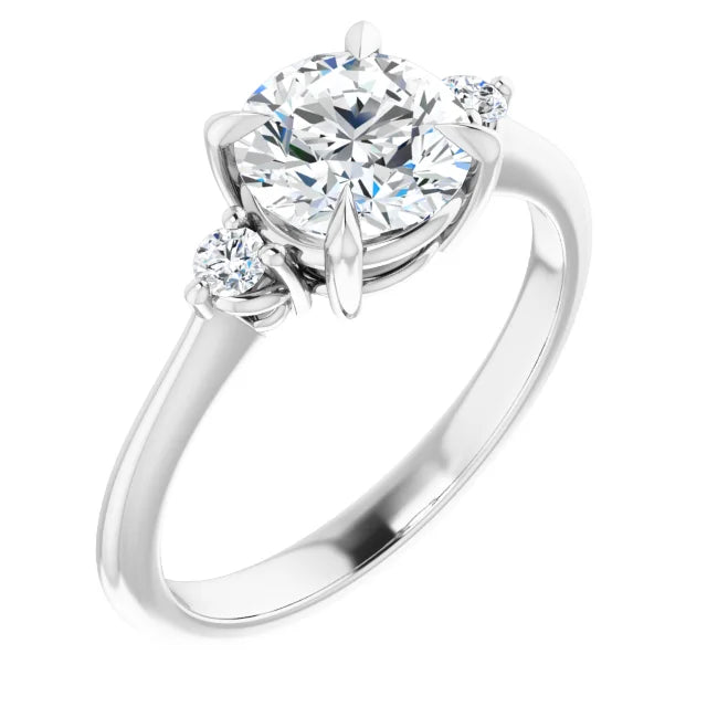 Round Brilliant White Gold Accent Engagement Ring
