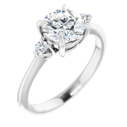 Round Brilliant White Gold Accent Engagement Ring