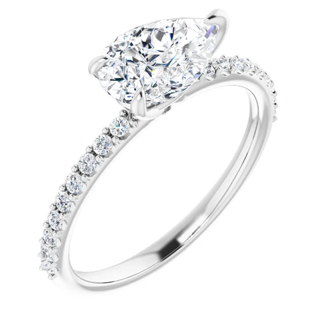 Pear White Gold East West Style Engagement Ring