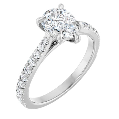 Pear White Gold Claw Set Style Engagement Ring