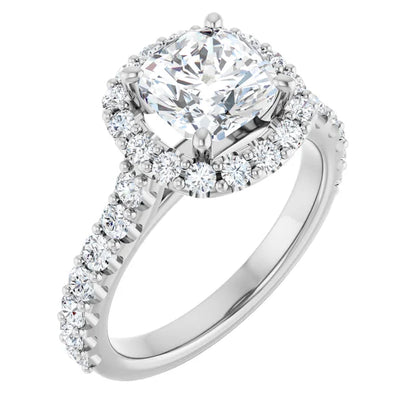 Cushion Halo White Gold Style Engagement Ring