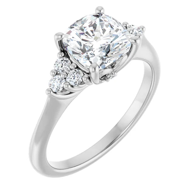 Cushion White Gold Antique Inspired Design Engagement Ring