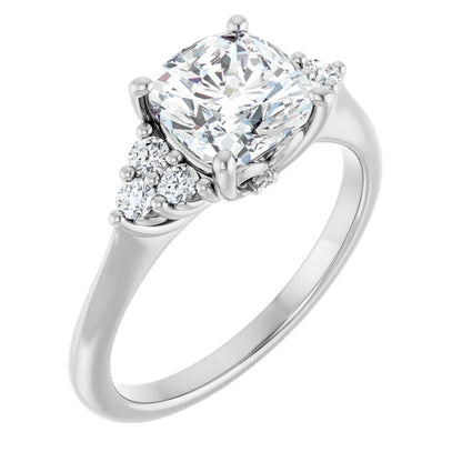 Cushion White Gold Antique Inspired Design Engagement Ring