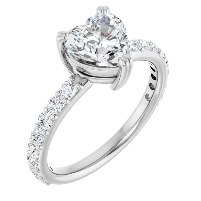 Heart White Gold Claw Set Style Engagement Ring