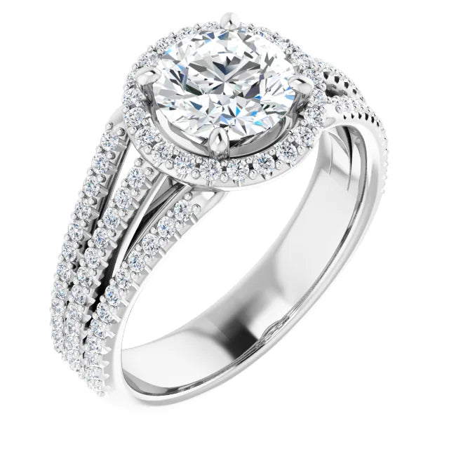 Round Brilliant White Gold Halo Style Engagement Ring