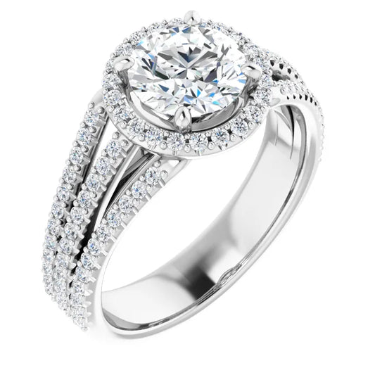 Round Brilliant White Gold Halo Style Engagement Ring