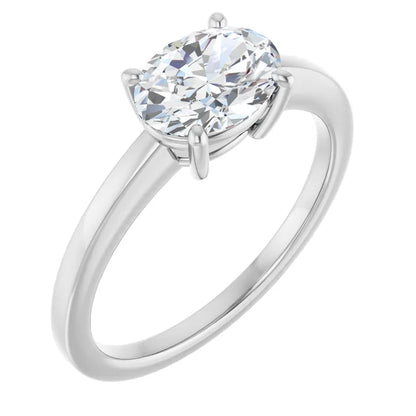 Oval White Gold East West Solitaire Style Engagement Ring
