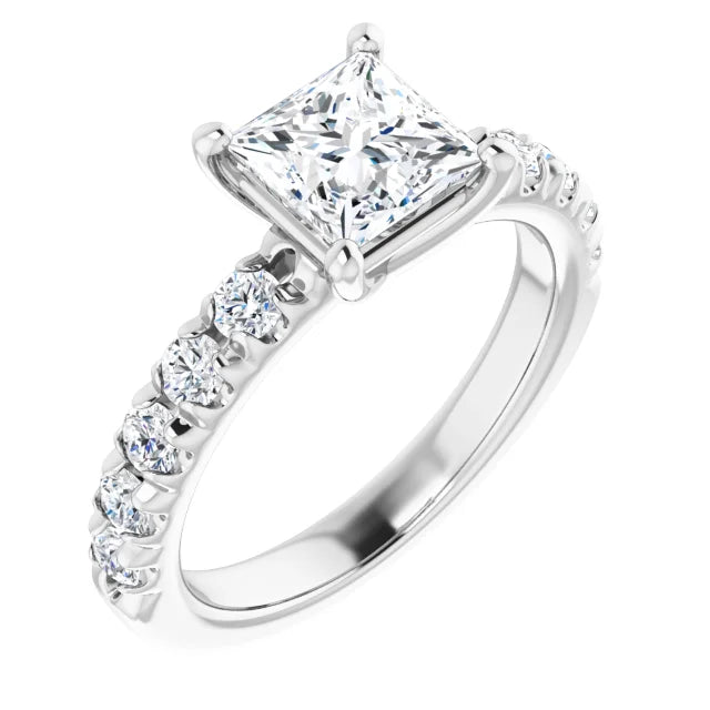 Princess White Gold Four Claw Set Style Engagement Ring