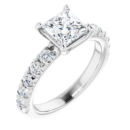 Princess White Gold Four Claw Set Style Engagement Ring