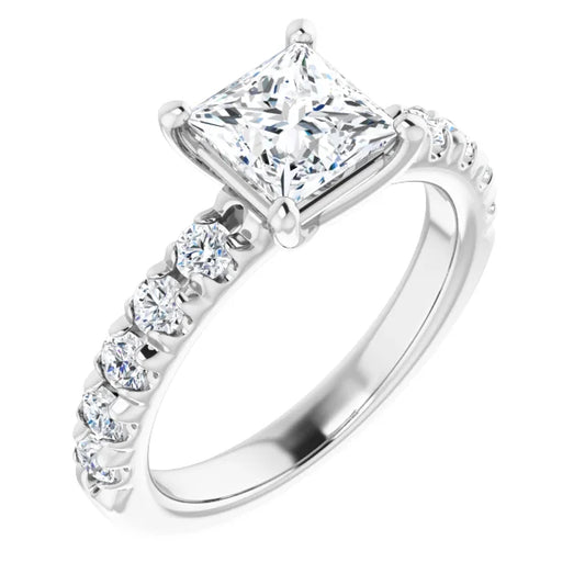 Princess White Gold Four Claw Set Style Engagement Ring