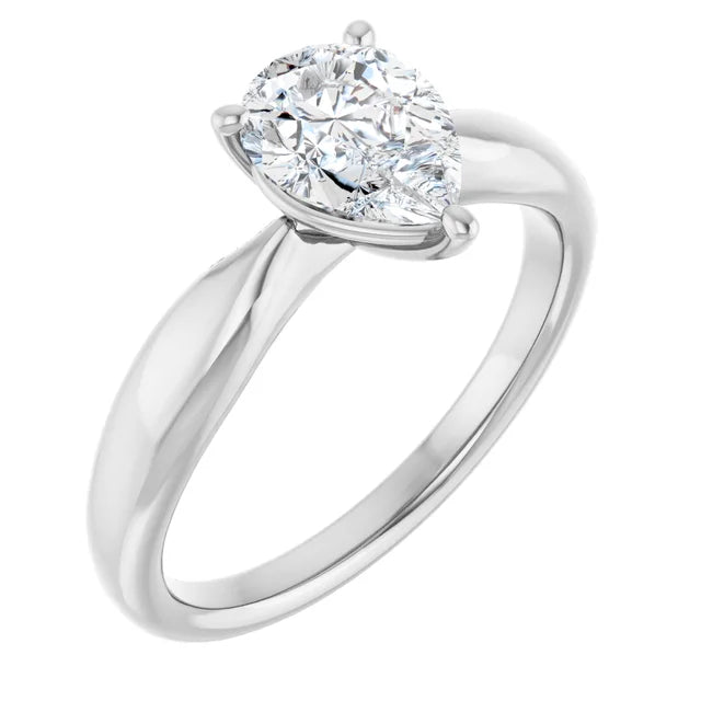 Pear White Gold Knife Edge Solitaire Engagement Ring