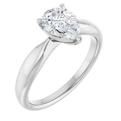 Pear White Gold Knife Edge Solitaire Engagement Ring
