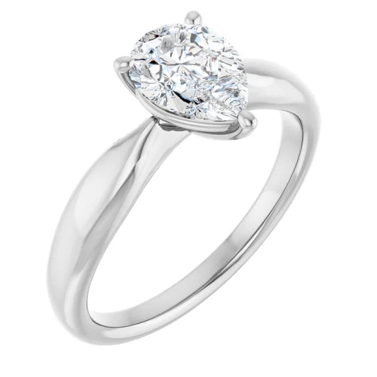 Pear White Gold Knife Edge Solitaire Engagement Ring