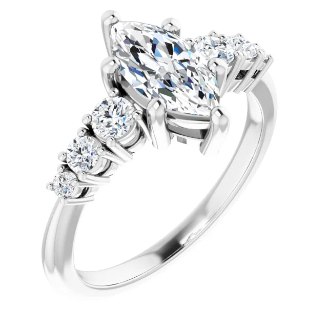Marquise White Gold Multi Stone Accent Style Engagement Ring