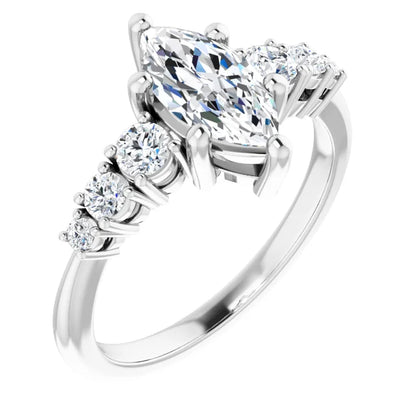 Marquise White Gold Multi Stone Accent Style Engagement Ring