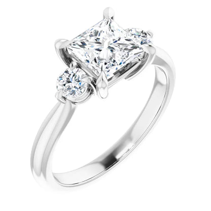 Princess White Gold Accent Engagement Ring