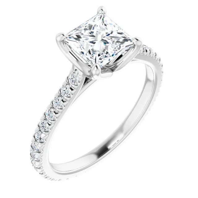 Princess White Gold Claw Set Eternity Style Engagement Ring