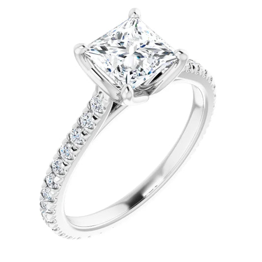 Princess White Gold Claw Set Eternity Style Engagement Ring