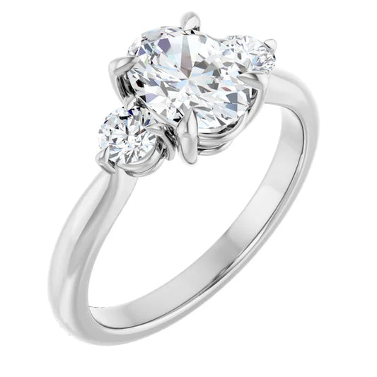 Oval White Gold Accent Engagement Ring