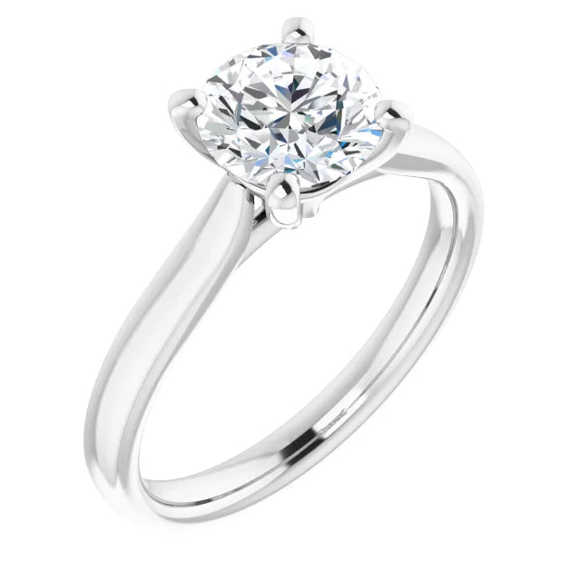 Four Claw White Gold Round Brilliant Solitaire Engagement Ring