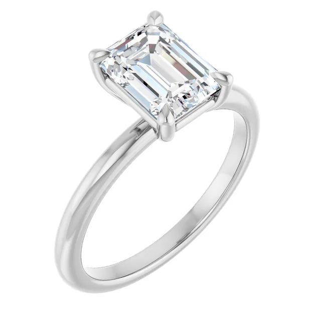 Emerald White Gold Solitaire Engagement Ring