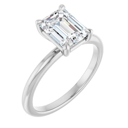 Emerald White Gold Solitaire Engagement Ring