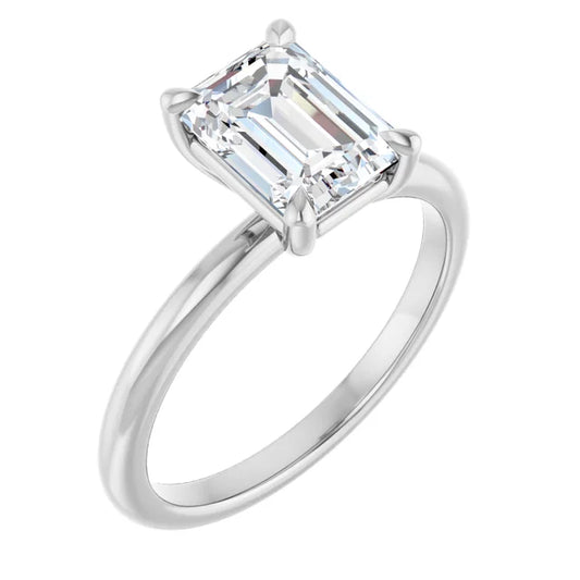 Emerald White Gold Solitaire Engagement Ring