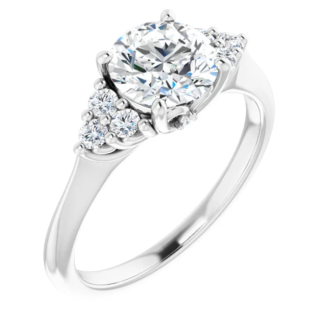 Round Brilliant White Gold Antique Inspired Design Engagement Ring