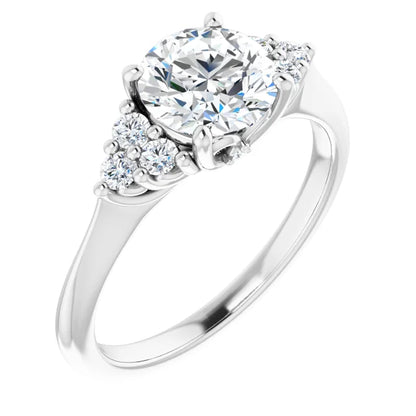 Round Brilliant White Gold Antique Inspired Design Engagement Ring