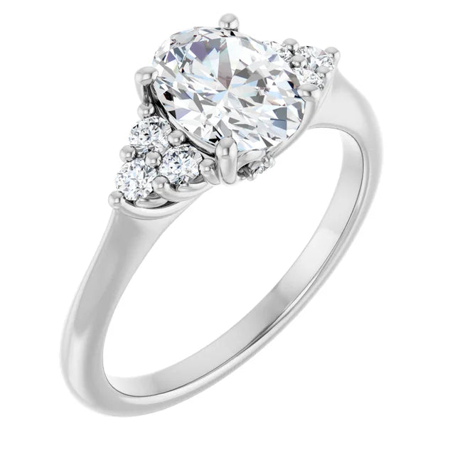 Oval White Gold Antique Inspired Design Engagement Ring