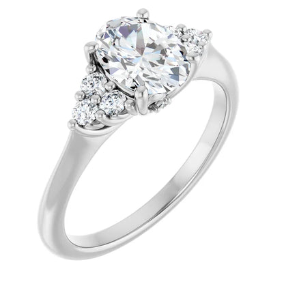 Oval White Gold Antique Inspired Design Engagement Ring