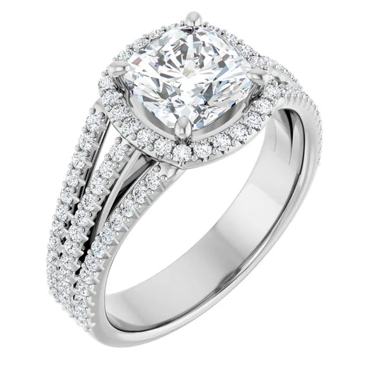 Cushion White Gold Halo Style Engagement Ring