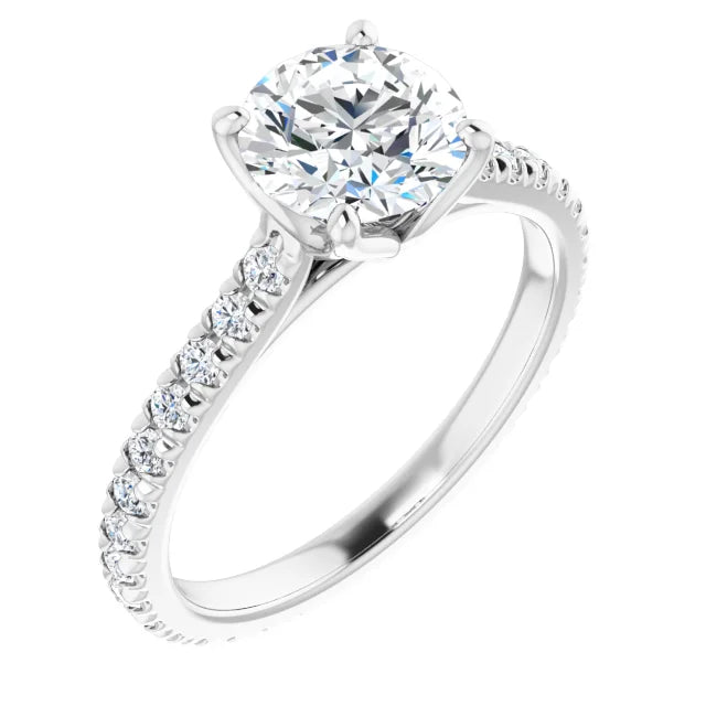 Round Brilliant White Gold Claw Set Eternity Style Engagement Ring