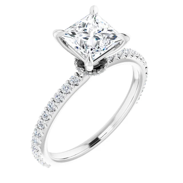 Princess White Gold Claw Set Style Engagement Ring 