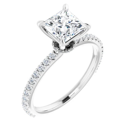 Princess White Gold Claw Set Style Engagement Ring 