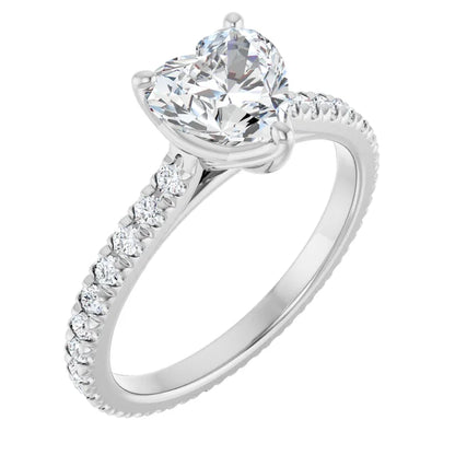 Heart White Gold Claw Set Eternity Style Engagement Ring