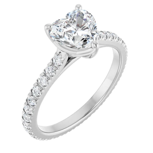 Heart White Gold Claw Set Eternity Style Engagement Ring