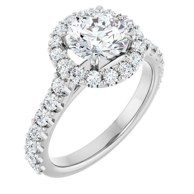 Round Brilliant Halo White Gold Style Engagement Ring
