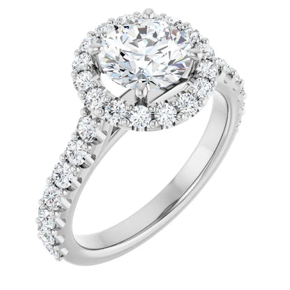 Round Brilliant Halo White Gold Style Engagement Ring