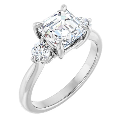 Asscher White Gold Accent Engagement Ring