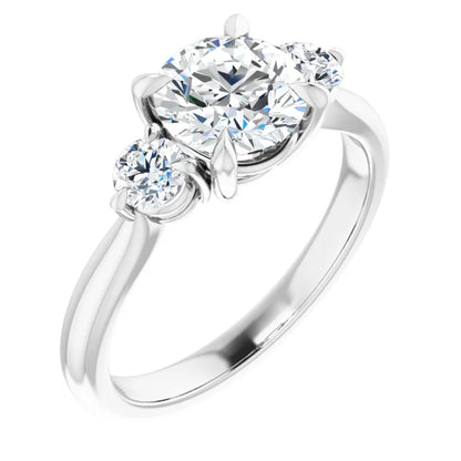 Round Brilliant White Gold Accent Engagement Ring