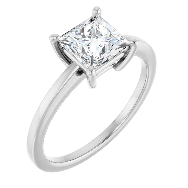 Princess White Gold Solitaire Style Engagement Ring
