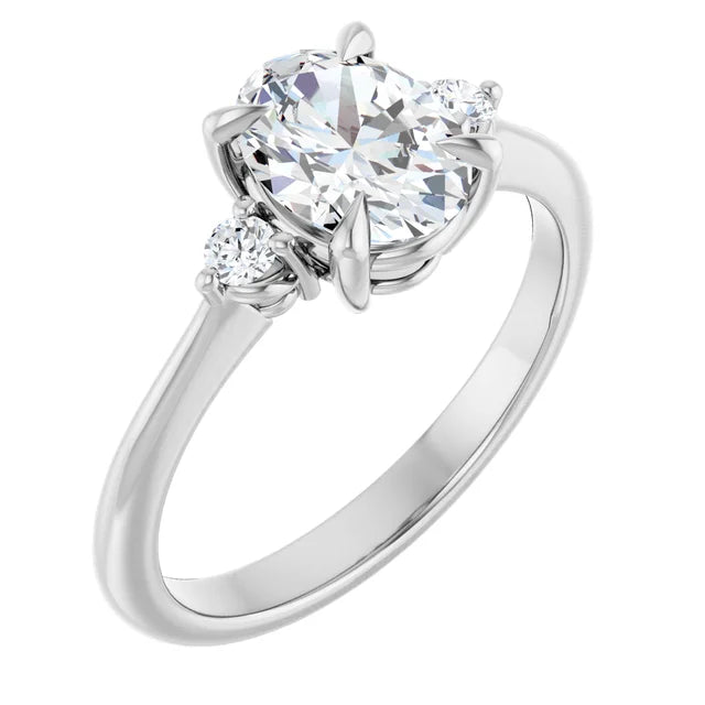 Oval White Gold Accent Engagement Ring