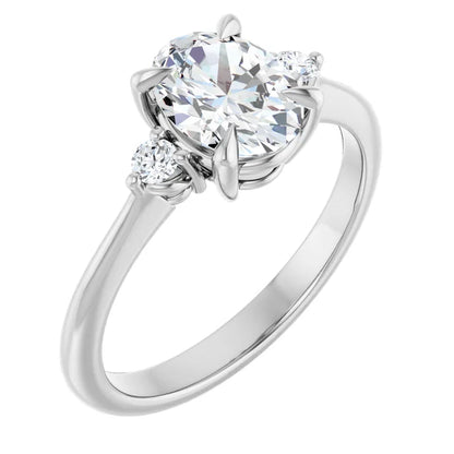 Oval White Gold Accent Engagement Ring