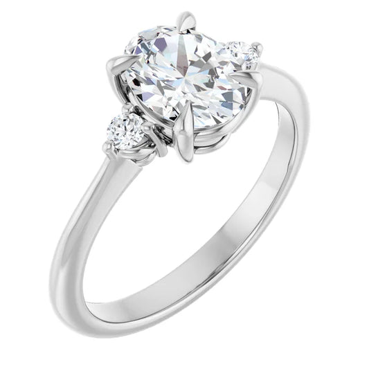 Oval White Gold Accent Engagement Ring
