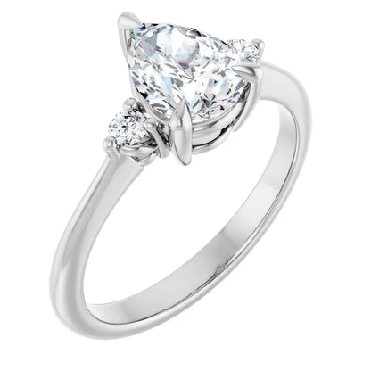 Pear White Gold Accent Engagement Ring