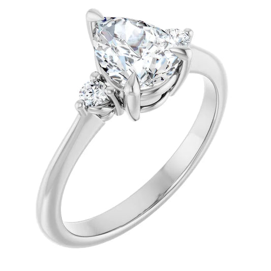 Pear White Gold Accent Engagement Ring