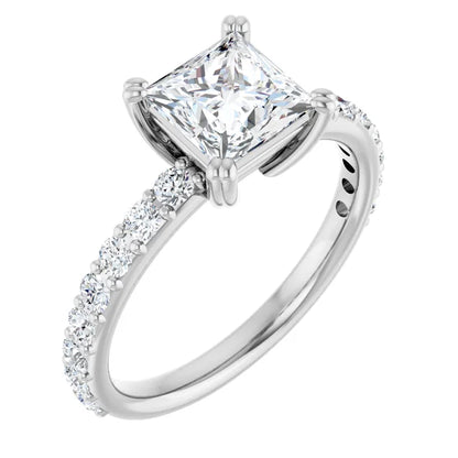 Princess White Gold Claw Set Style Engagement Ring