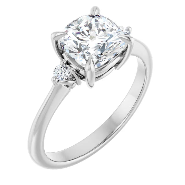 Cushion White Gold Accent Engagement Ring
