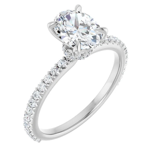 Oval White Gold Claw Set Style Engagement Ring 